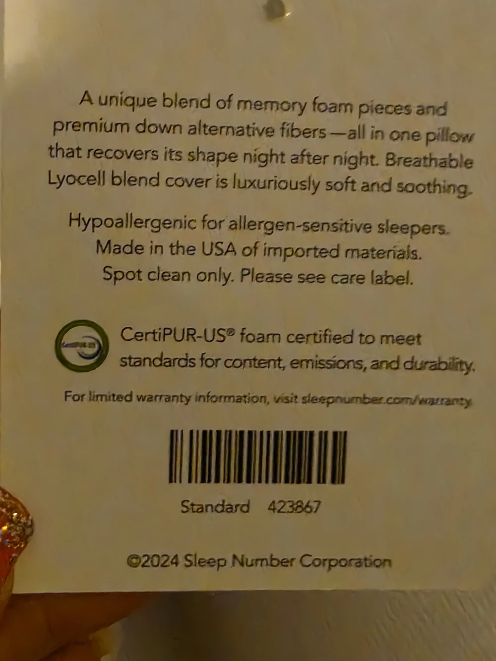 Sleep Number Comfortfit Curve Pillow